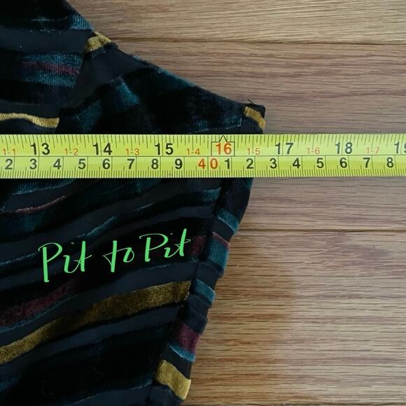 Forest Lily Velvet Burnout Jumpsuit Womens 6 Black Green Retro 70s Disco Classic - Picture 6 of 9